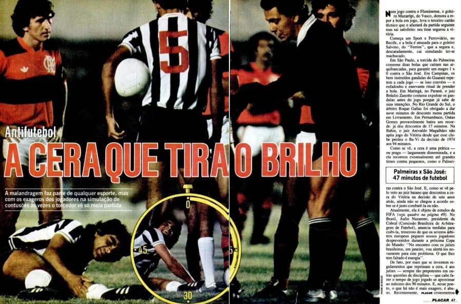 Cera que tira o brilho: há 44 anos, PLACAR debateu simulações no futebol